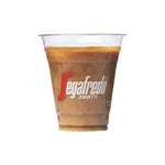 Load image into Gallery viewer, A clear Segafredo Branded Cold Beverage Clear Cup filled with a coffee beverage, featuring the &quot;Segafredo Zanetti&quot; logo in red lettering on the front. Ideal for those who appreciate Segafredo Zanetti&#39;s branded cups and want to enjoy their drink in style.
