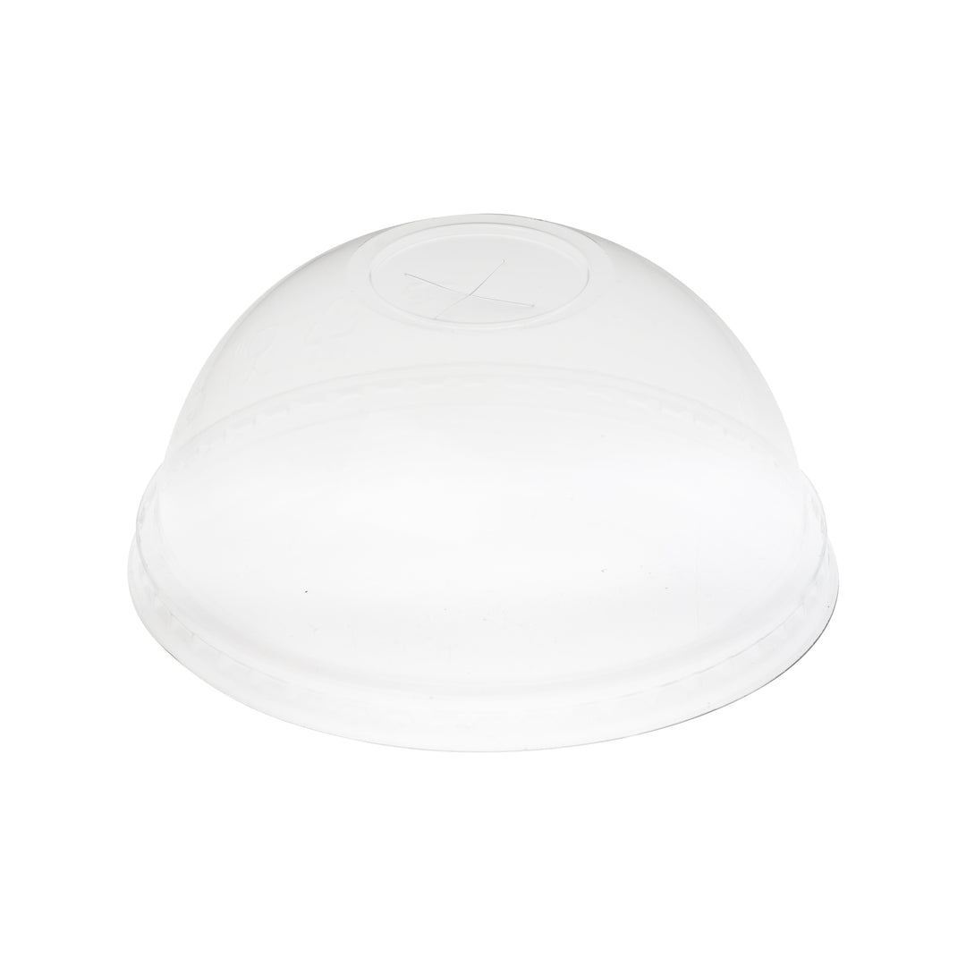 Clear plastic dome-shaped lid with a central X-shaped slit, typically used for covering beverages or food items. The Segafredo Zanetti Beverage Lids offer the same convenience while reducing waste from straws.
