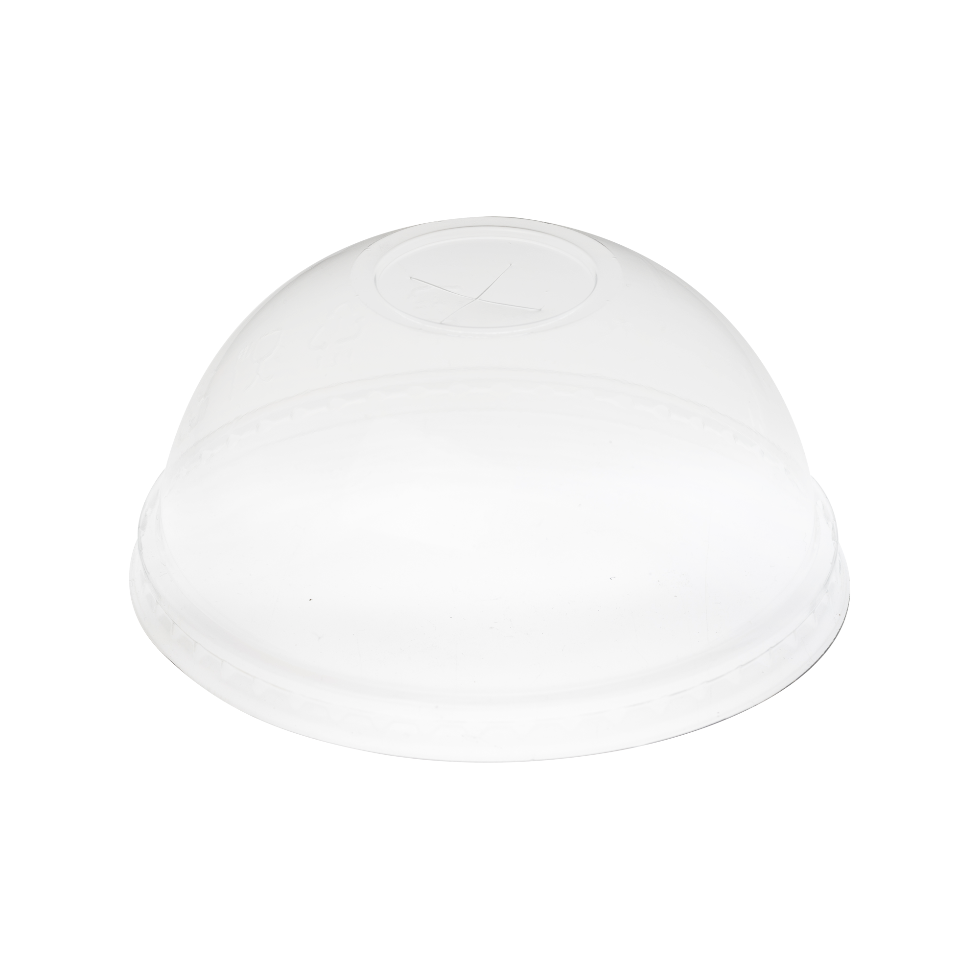 A clear dome lid with a circular cutout on top, perfect for covering food or beverage containers. This strawless Segafredo Zanetti Beverage Lid ensures your drinks stay fresh and spill-free.