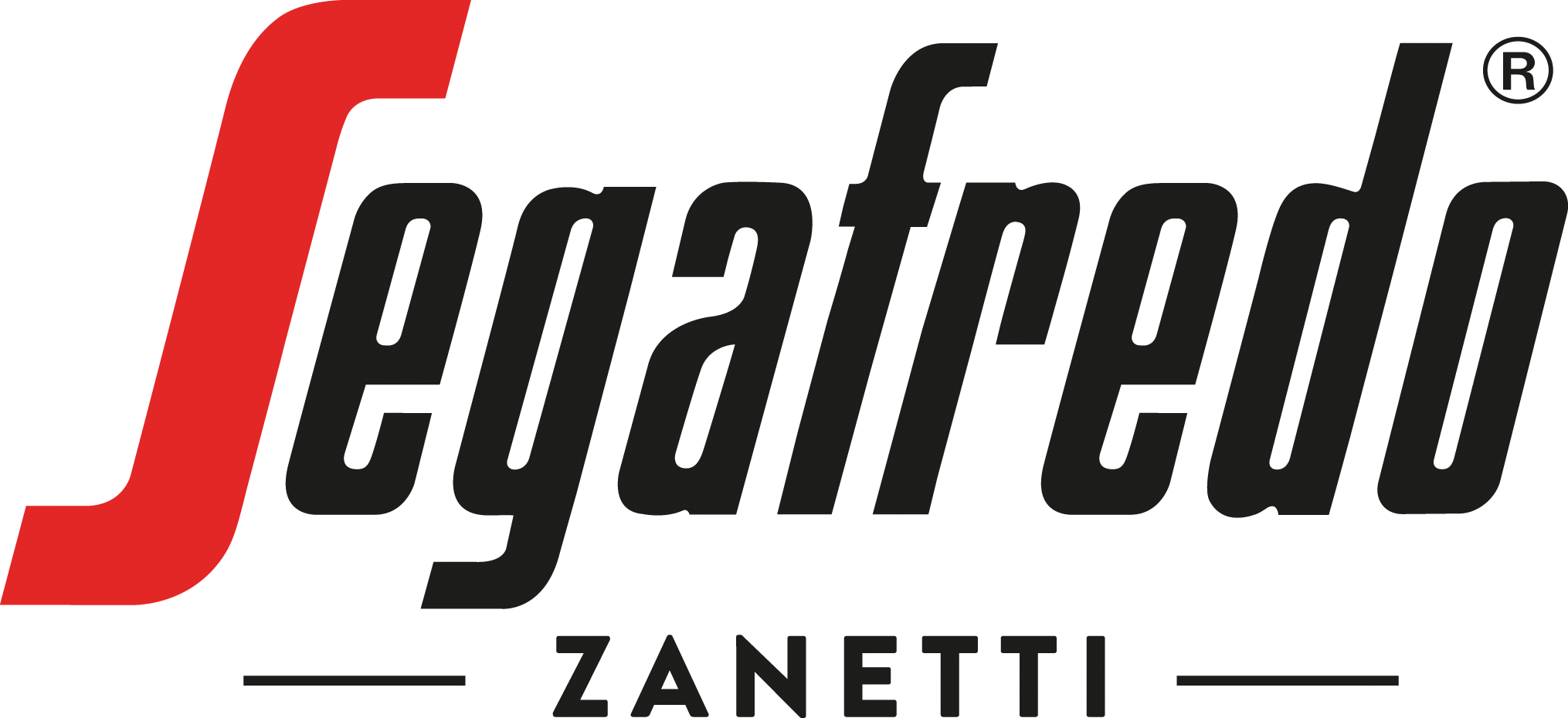 Logo of segafredo zanetti, featuring stylized red and black text on a white background.