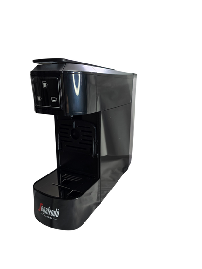 A Segafredo Zanetti® Contracted Sky Extra Espresso Capsule Machine in black, featuring dual cup size buttons, photographed against a plain background.