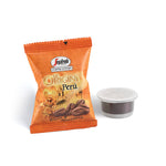 Load image into Gallery viewer, A packet of Segafredo Zanetti Segafredo Peru Single Origin Espresso Single-Serve Cartridges, featuring an image of coffee beans and a cultural scene, next to a sealed coffee pod, promises the rich chocolate tones characteristic of single origin espresso made from premium Peruvian coffee.
